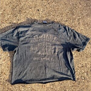 Harley-Davidson Cropped Distressed Blue/Gray T-Shirt